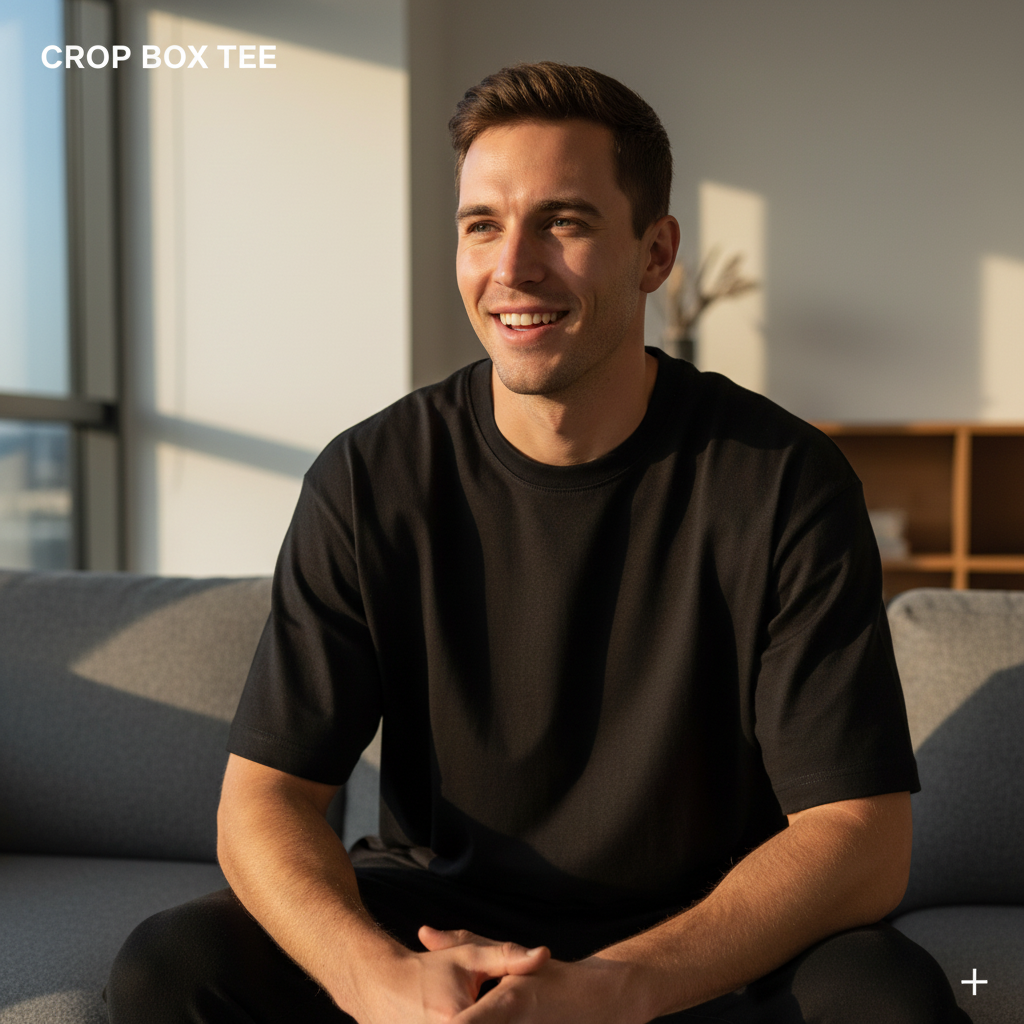 Crop Box Tee - Black