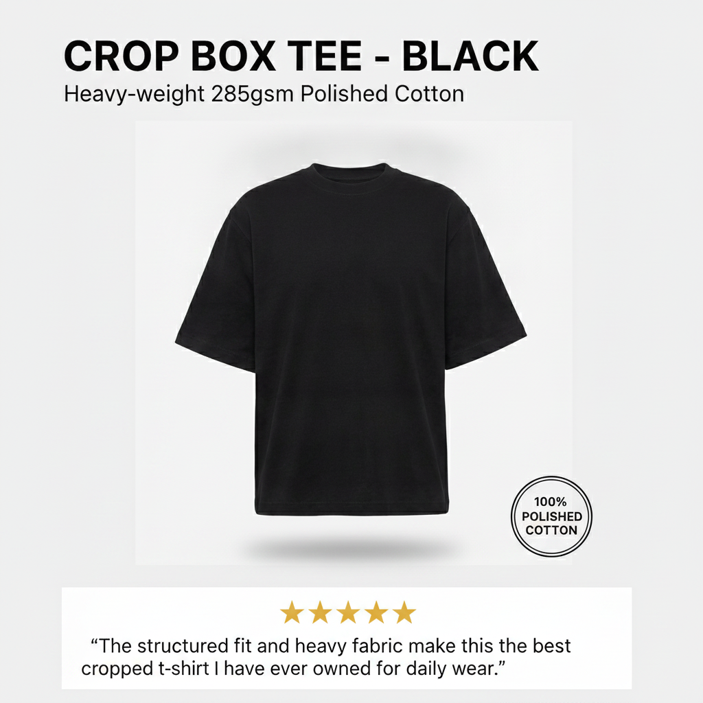 Crop Box Tee - Black